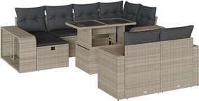 vidaXL 11 részes világosszürke polyrattan kerti ülőgarnitúra párnákkal