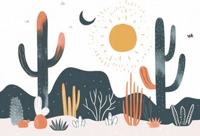 Poszter 29,7x21cm Kaktuszok a nap folyamán