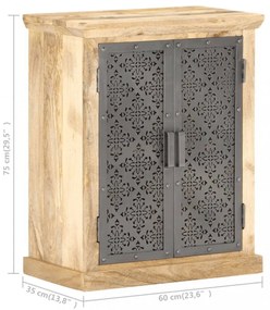 tömör mangófa komód acélajtókkal 60 x 35 x 75 cm