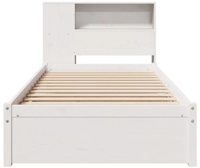 fehér tömör fenyőfa könyvespolcos ágy matrac nélkül 75 x 190 cm