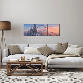 Kép - Téli táj (órával) (90x30 cm)