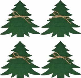 X-Mas Tree zöld evőeszköz-tartó, 4 darabos szett