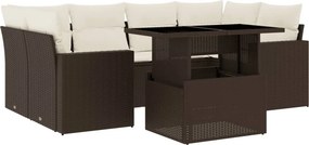 vidaXL 7 részes barna polyrattan kerti ülőgarnitúra párnákkal