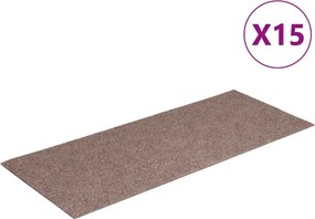 vidaXL 15 db öntapadós lépcsőszőnyeg 60 x 25 cm világosbarna téglalap alakú