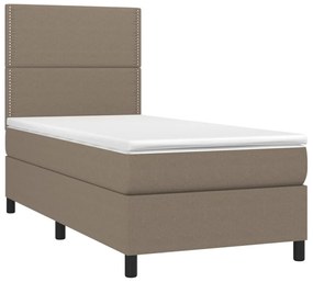 tópszínű szövet rugós és LED-es ágy matraccal 100x200 cm