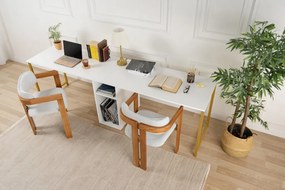 Twin Study Desk - fehér/arany íróasztal