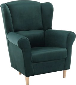 Füles fotel, szövet smaragd, CHARLOT