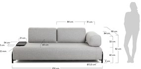 Compo bézsesszürke kanapé kisméretű tárolóasztallal - Kave Home