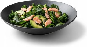 Saláta tálaló nagy 28 cm mély porcelán tányér Bogucice matt fekete