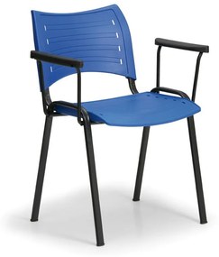 SMART műanyag szék - fekete lábak karfával, kék