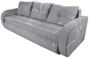 Siena Kihúzható kanapé, 230x97x78 cm, tárolóládával, szürke