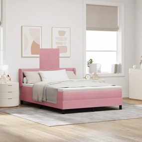 Rózsaszín Boxspring Ágy Matraccal 160x200 cm Bársony