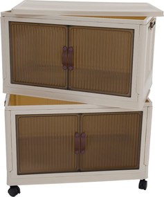 Összecsukható szekrény, fehér/barna, műanyag, POSA TYP 1