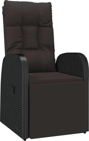 vidaXL fekete polyrattan dönthető kerti szék párnával