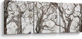 Kép - Erdei minta, rajz (órával) (90x30 cm)