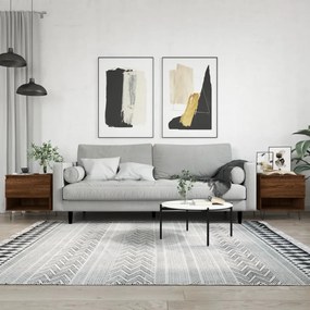 2 db barna tölgy szerelt fa dohányzóasztal 50 x 46 x 50 cm
