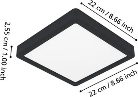 Eglo 901374-LED RGBW dimmelhető füstszínű mennyezeti lámpa FUEVA-Z LED/10,5W/230V 22x22cm IP44 fekete