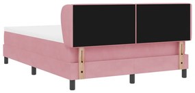 Boxspring Ágy Matrac Nélkül - Rózsaszín, 140x190 cm, Bársony
