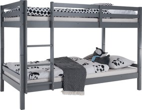 Emeletes ágy, 90x200, tömör fa, szürke, INEZA