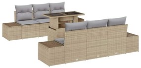 vidaXL Kanapé Szett párnával 7 pcs Beige és Világosszürke polirattan