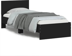 vidaXL fekete szövet ágykeret fiókokkal 75x190 cm