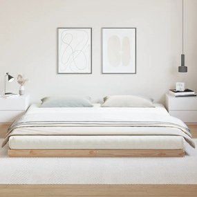 Földi ágykeret Természetes 200 x 210 cm Tömör fenyőfa