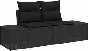 vidaXL Kerti Kanapé Szett tárolóval 7 pcs Fekete polirattan