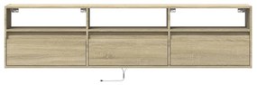 sonoma tölgy színű falra TV-szekrény LED-del 180 x 31 x 45 cm
