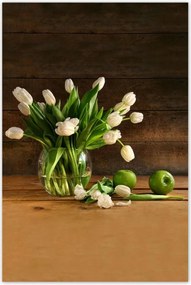 Poszterek 60x90 Fehér tulipánok vázában