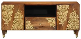 TV szekrény fiókkal Barna 105 x 33.5 x 46 cm Tömör mangófa