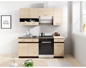 Konyhablokk VALERIA 180 cm barna/sonoma tölgy