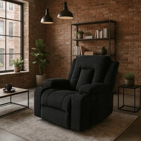 Elektromosan Vezérelhető Masszázsfunkciós Relaxfotel Fekete Kordbársony Kárpittal. BOX2