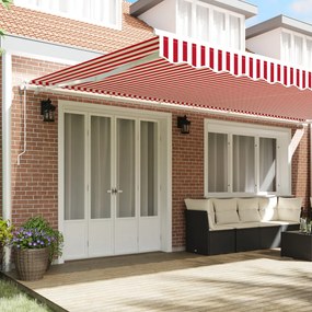 Automatikus behúzható napellenző piros és fehér csíkozás 600x300 cm