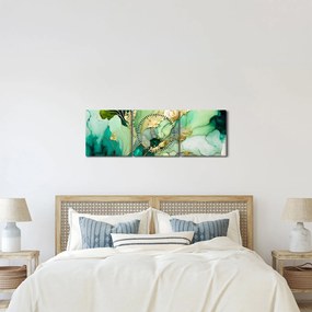Kép - Zöld absztrakció (órával) (90x30 cm)