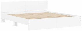 fehér ágykeret fejtámlával és LED-del 200 x 200 cm