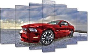 Vászonkép 140x80 Piros Mustang Hó