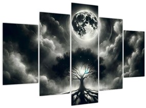 Kép – Fekete-fehér fa teliholdban (150x105 cm)