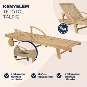 TAMI SUN kerti nyugágy, 195,5x69x85cm, teak hatás Casaria