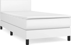 vidaXL fehér műbőr rugós ágy matraccal 90 x 200 cm