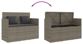 szürke polyrattan akácfa kerti pad párnával