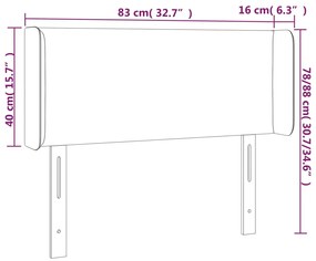 fekete bársony LED-es fejtámla 83 x 16 x 78/88 cm