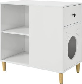 vidaXL Macska Ház Fényes Fehér 72 x 42,5 x 70 cm Faanyag