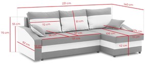 WELTA ágyazható sarok ülőgarnitúra, 235x85x139, barna/cappucino, mikrofáze20/48
