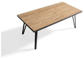 Fekete-natúr színű dohányzóasztal tölgyfa dekoros asztallappal 60x120 cm Sindi – Marckeric