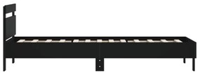 fekete szerelt fa ágykeret fejtámlával 100 x 200 cm