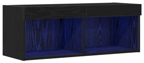 TV Fali Szekrény LED Világítással Fekete Totó 80x30x30 cm