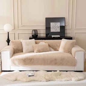 Kanapé huzat 70x70 cm puha csúszásgátló szőrme bézs