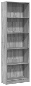 szürke sonoma színű szerelt fa könyvespolc 60 x 24 x 176 cm