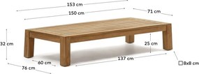 Natúr színű teakfa dohányzóasztal 76x153 cm Forcanera – Kave Home