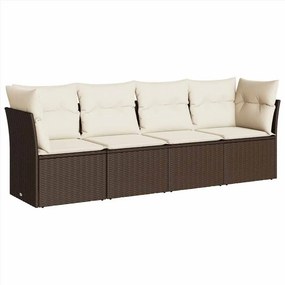 vidaXL 4 részes barna polyrattan kerti ülőgarnitúra párnákkal
